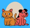 red and brown cute pet shop logo
